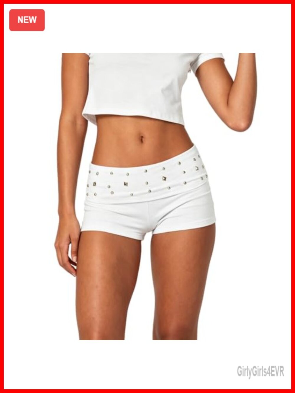 Y2K Studded Micro Mini Shorts Fold Over Low Rise Going Out Bottom